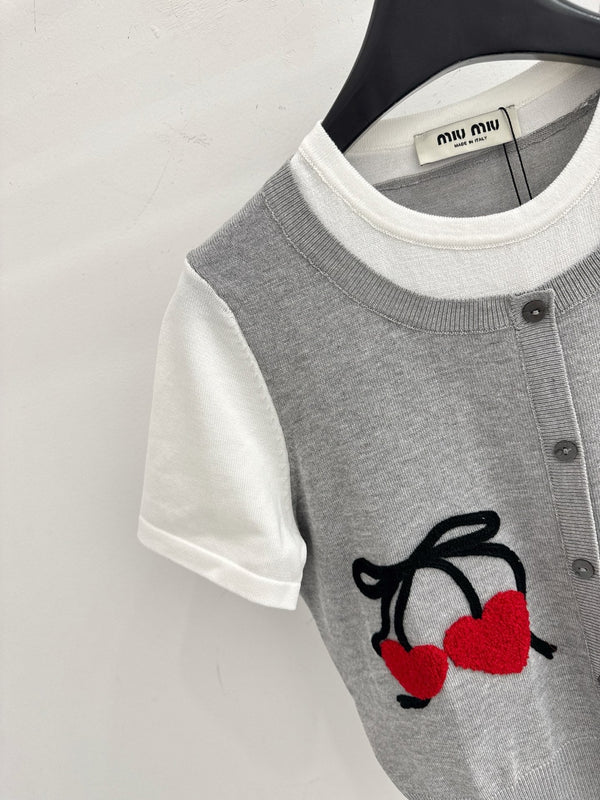 Miu 2026 Shirt Grey White Wool 642725