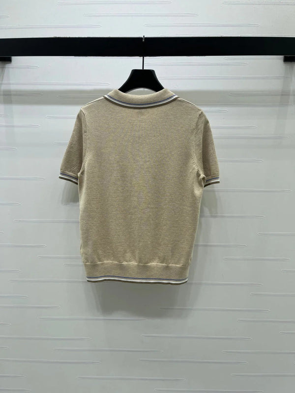 CC 2026 Collar Short-sleeved Shirt Cotton Cashmere 380719