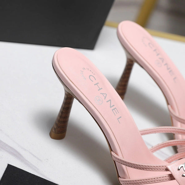 CC 2026 High-heeled Sandals With Delicate Bow 80mm Pink Cowhide 758429