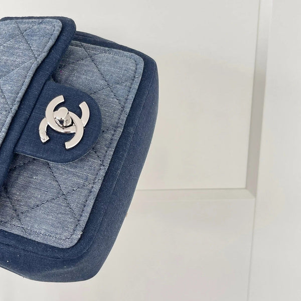 CC 2026 Quilted Mini Flap Bag 17cm Blue Denim