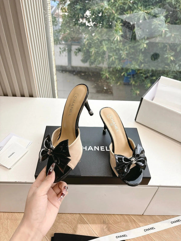 CC 2026 Black Bow Mule 80mm Leather