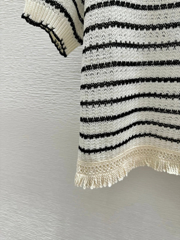 CC 2026 Striped Crew Neck Knit Short-Sleeve T-Shirt Cotton 397732