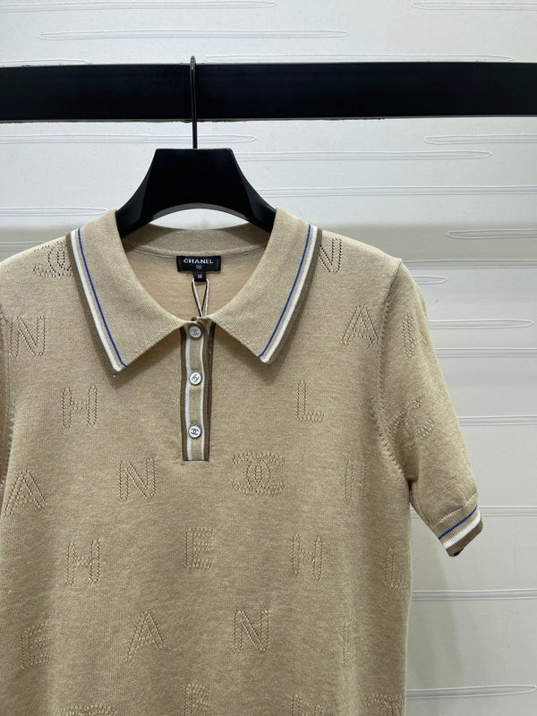 CC 2026 Collar Short-sleeved Shirt Cotton Cashmere 380719