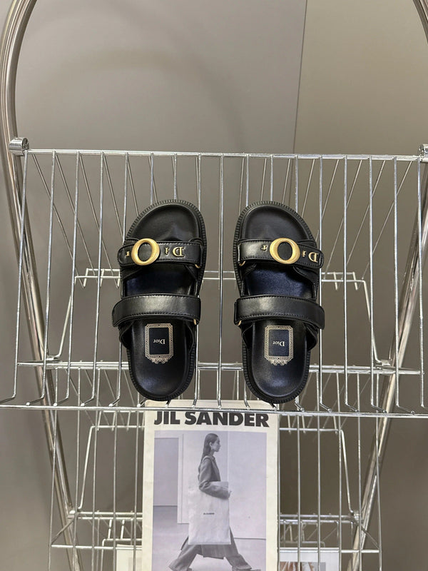 Dior 2026 Sandales à enfiler velcro en cuir noir 716903