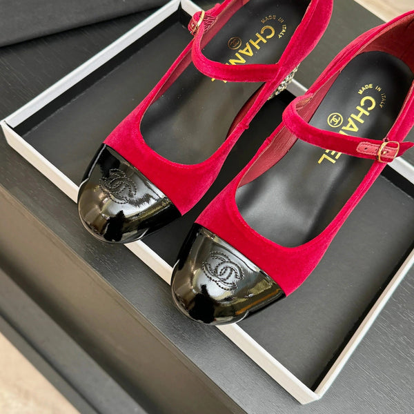 CC 2026 Mary Jane 65 Red Velvet Leather 700644