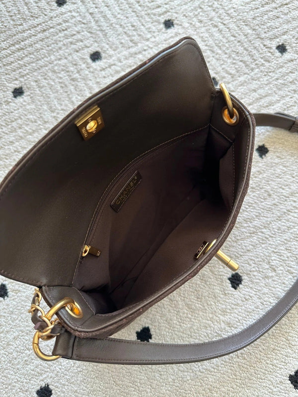 CC 2026 Shoulder Bag 25cm Brown Suede