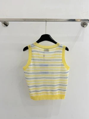 Chanel 2026 Striped Knit Vest Tencel Nylon 316878