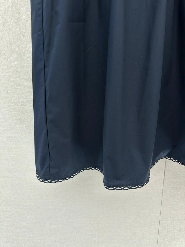 Miu 2026 Sleeveless Dress Navy Green Cotton 648450