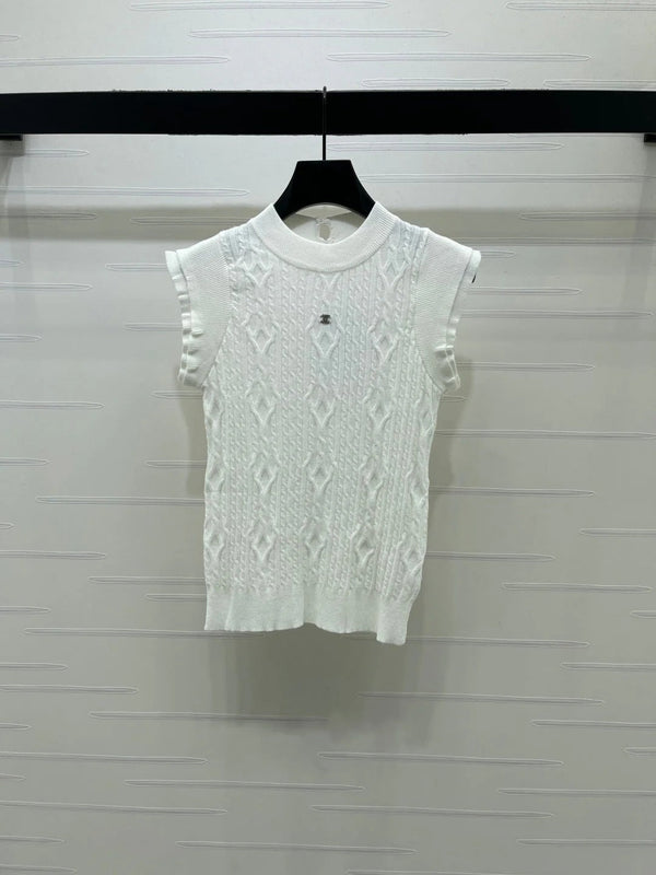 CC 2026 Crew Neck Cable Knit Vest Cotton 677762