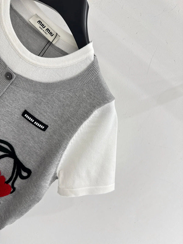 Miu 2026 Shirt Grey White Wool 642725
