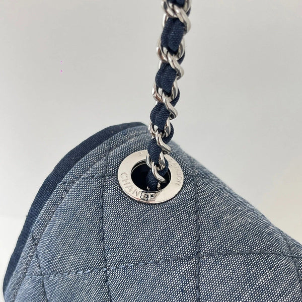 CC 2026 Quilted Mini Flap Bag 17cm Blue Denim