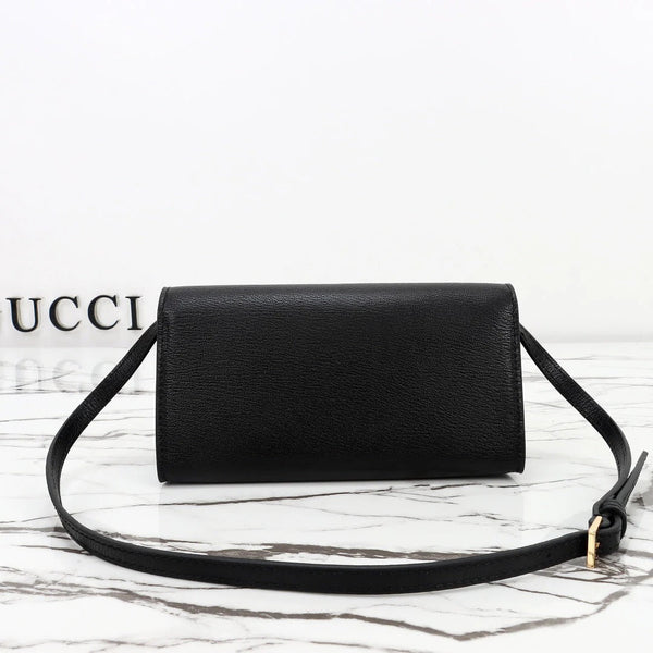 GG 2026 Wallet with Strap 19cm Black Calfskin