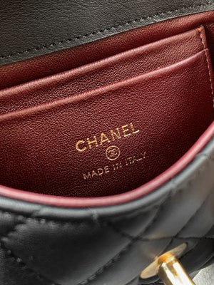 Chanel 2026 Quilted Coco Handle Flap Bag 14cm Black Calfskin