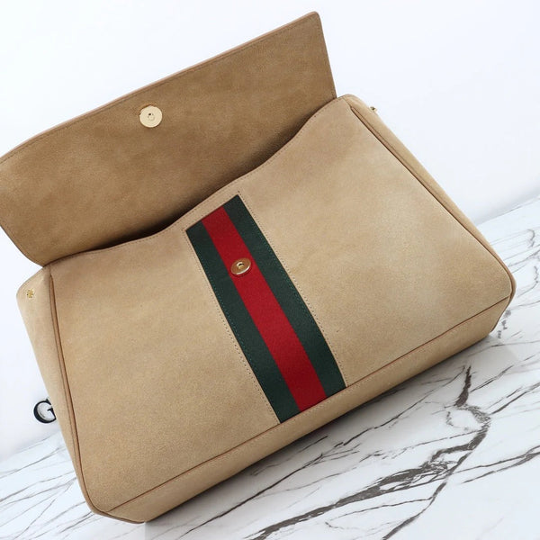 GG 2026 Paparazzo Shoulder Bag 37cm Beige Red Green Leather