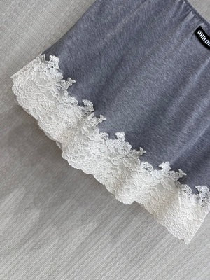 Miu 2026 Lace Set Grey White Cotton