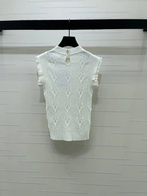 CC 2026 Crew Neck Cable Knit Vest Cotton 677762