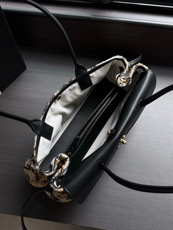 CC 2026 Leopard Print Baguette Bag Tweed Leather