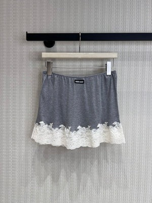 Miu 2026 Lace Set Grey White Cotton