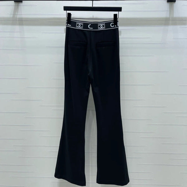 Chanel 2026 Pantalon Évasé Lettre en Sangle Coton Polyamide Noir Blanc 363365