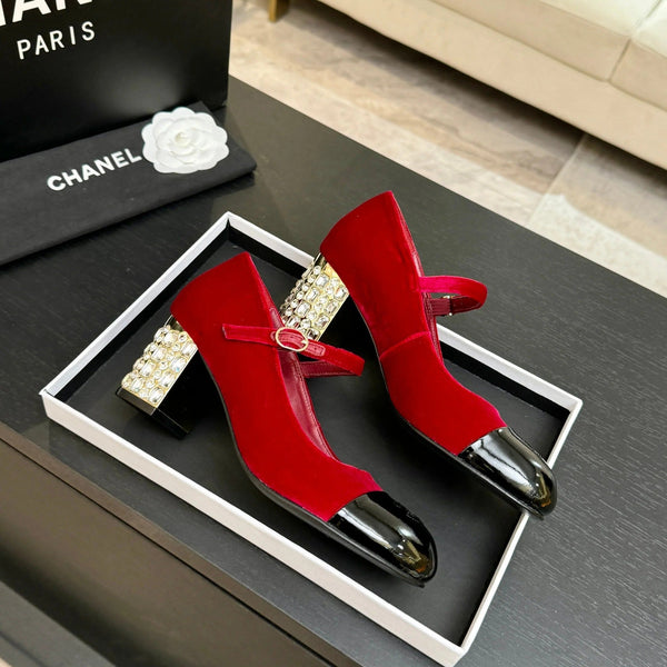CC 2026 Mary Jane 65 Red Velvet Leather 700644
