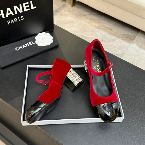 CC 2026 Mary Jane 65 Red Velvet Leather 700644