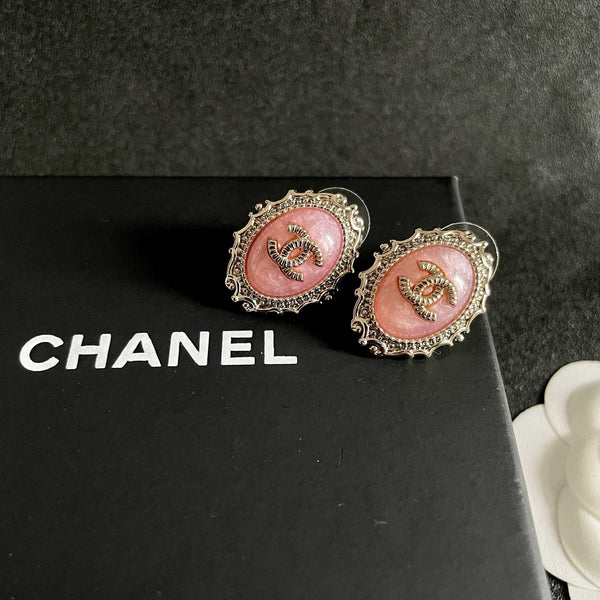 CC Double C Pink Pearl Gold Earrings
