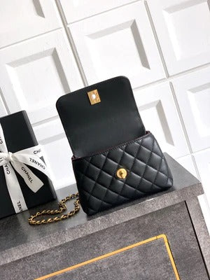 Chanel 2026 Quilted Coco Handle Flap Bag 14cm Black Calfskin