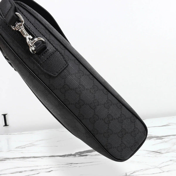 GG 2026 Mega Web Trademark Briefcase 38cm Canvas Leather