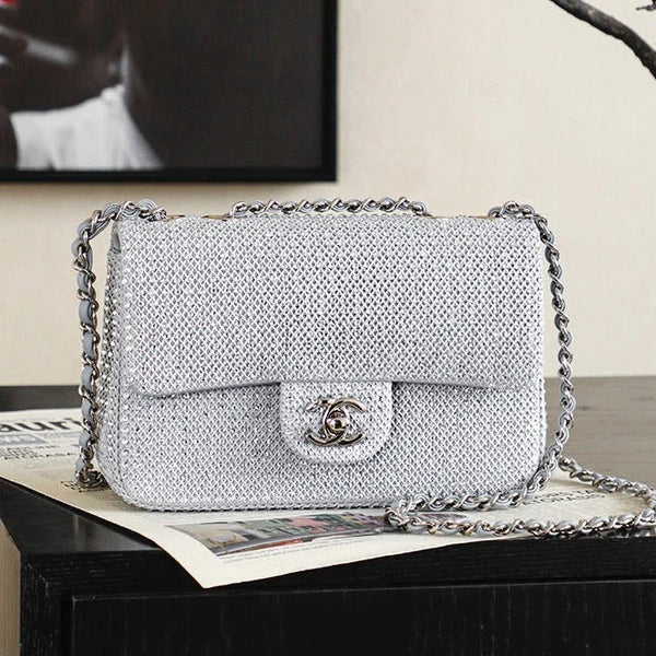 CC 2026 Classic Flap Bag 20cm With Sparkling Stones Leather
