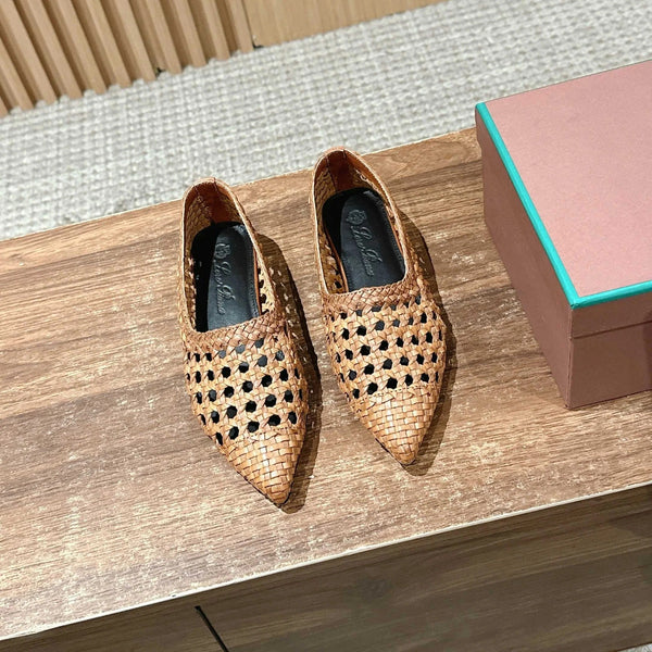 BALLERINES POINTUES LP 25S EN PEAU D'AGNEAU MARRON CLAIR