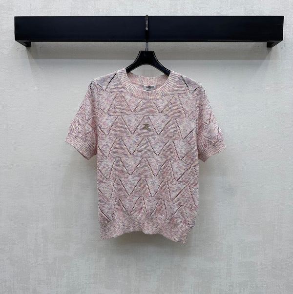 CC 2026 Wool Short-sleeved Knit Top With Metallic Logo 374878