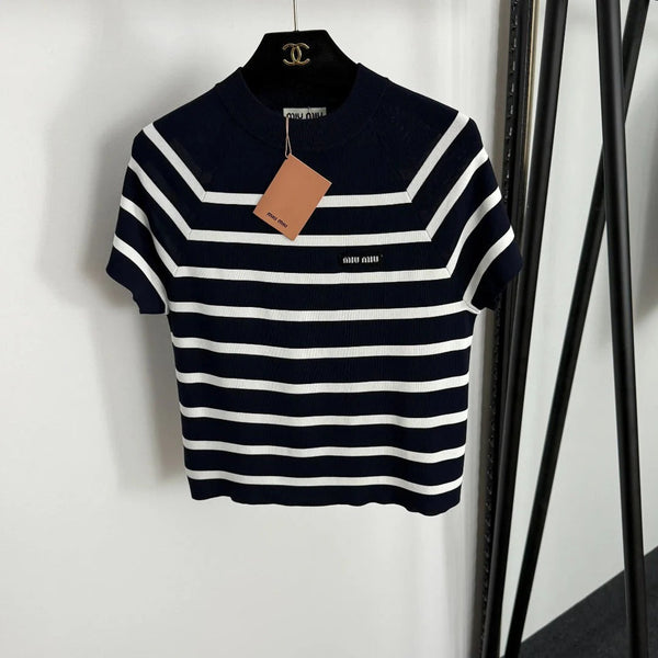 MIUMIU SHORT-SLEEVE KNIT TOP STYLE 359