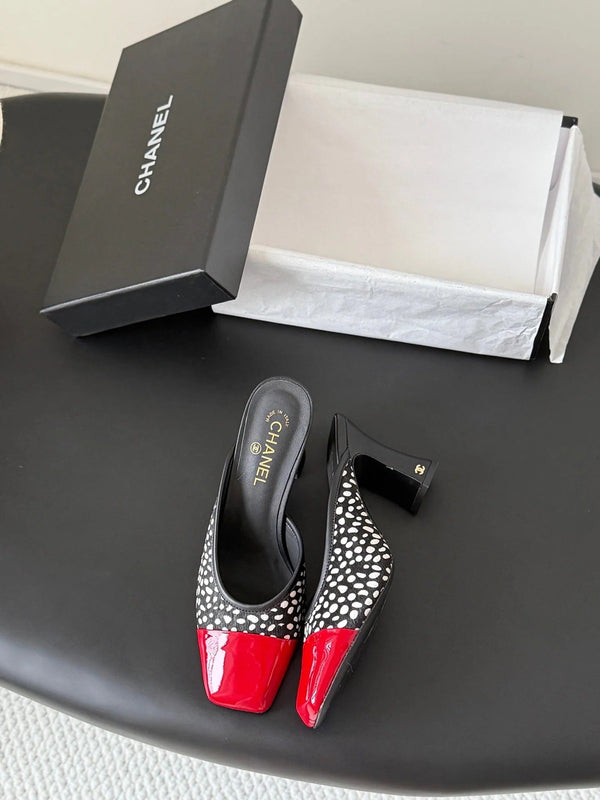 CC 2026 Mary Jane Mule 70 Black Red Patent Leather 700434