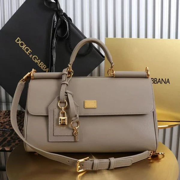 Dolce & Gabbana 2026 My Sicily Bag 20cm Taupe Calfskin