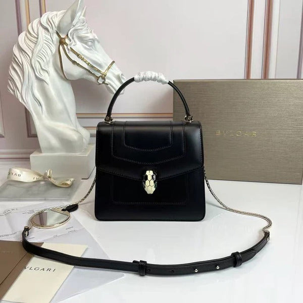 Sac Bulgari Serpenti Forever 20cm en agneau noir