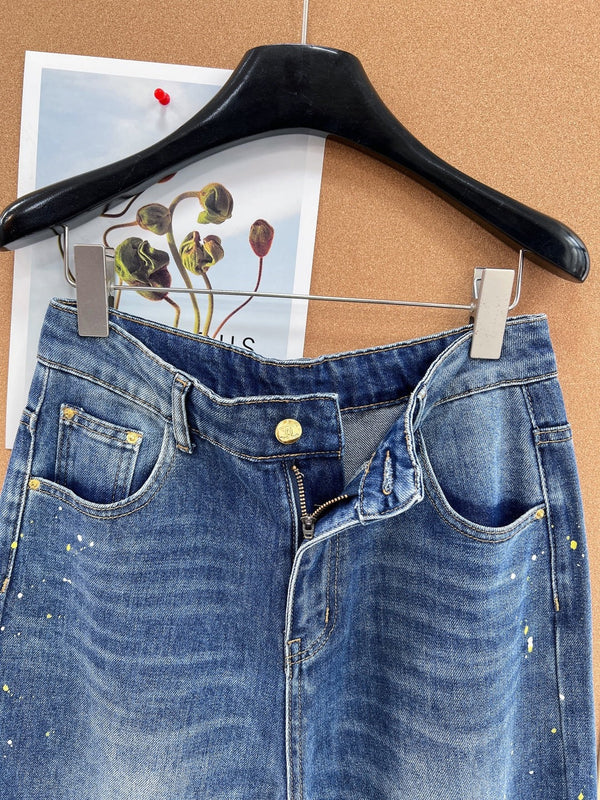 Chanel 2026 Jean Peinturé Effet Éclaboussures Coton Bleu 148270