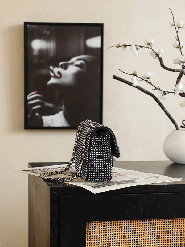 CC 2026 Classic Flap Bag 20cm With Sparkling Stones Leather