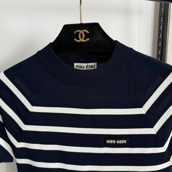 MIUMIU SHORT-SLEEVE KNIT TOP STYLE 359