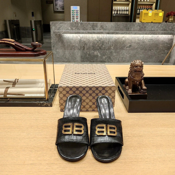 Sandales à talon Balenciaga 26s 70 en cuir de vachette noir motif crocodile 681349