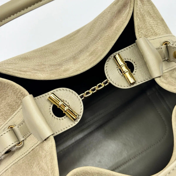 Loro Piana Bale Bag 36cm Beige Smooth Cow Leather