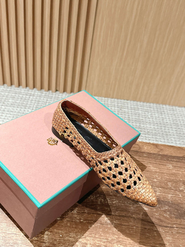 BALLERINES POINTUES LP 25S EN PEAU D'AGNEAU MARRON CLAIR