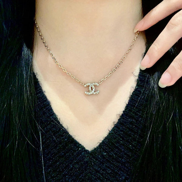 CC Vintage Double C Gold Diamond Necklaces