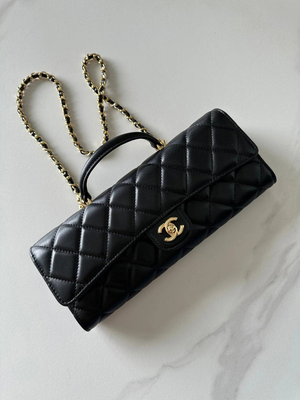 CC 2026 Long Top Handle Clutch 25cm Lambskin
