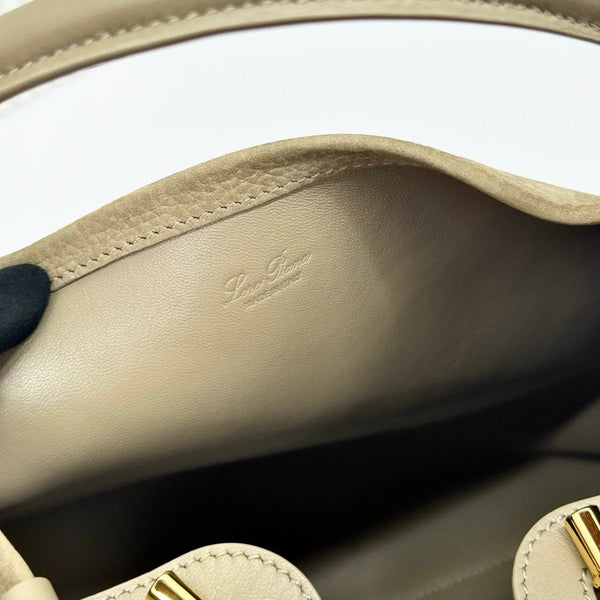Loro Piana Bale Bag 36cm Beige Smooth Cow Leather