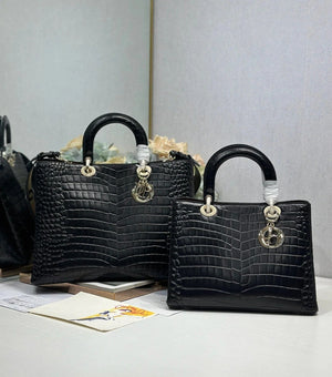 CD 2026 Toujours Bag Black Embossed Calfskin 288195