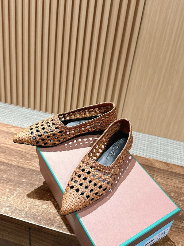 BALLERINES POINTUES LP 25S EN PEAU D'AGNEAU MARRON CLAIR