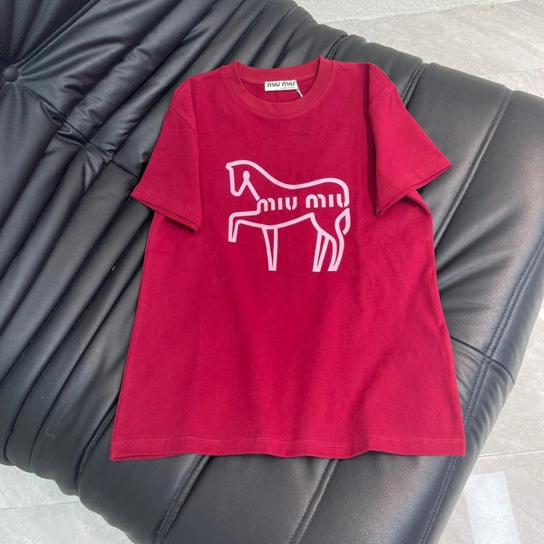 T-shirt Miumiu 2026 en coton à col rond et manches courtes avec logo 344319