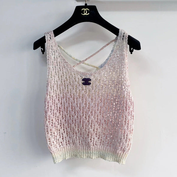 Chanel Gilet 2026 Laine Cachemire Rose et Gris 166789