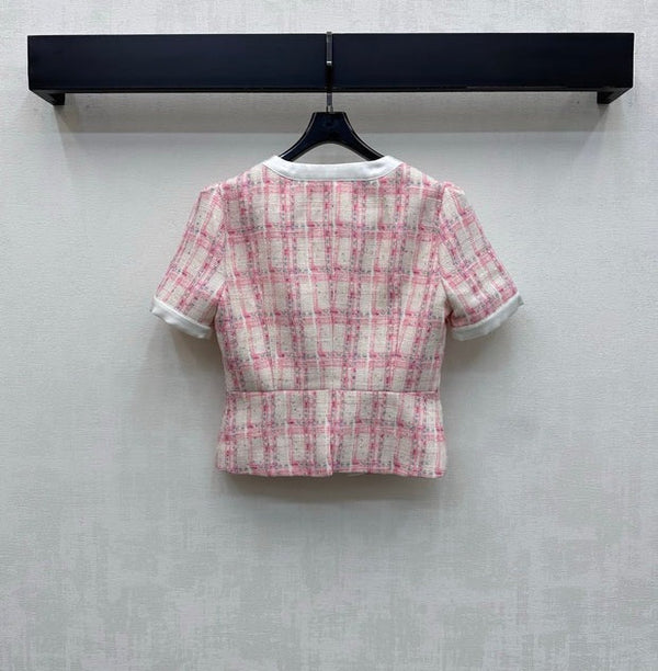 Chanel 2026 Plaid Set Pink White Polyester 314958