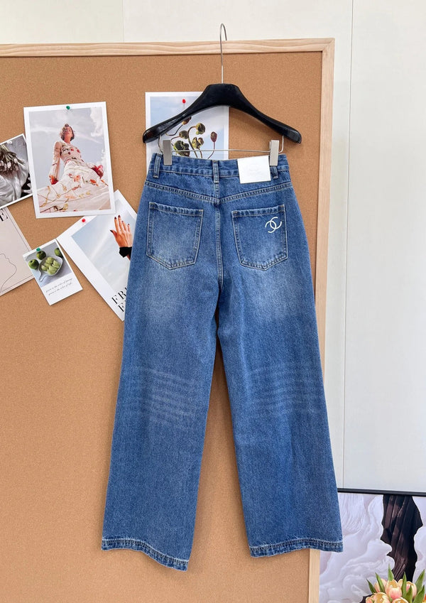 Chanel 2026 Jeans à poches strassées Coton bleu 148279